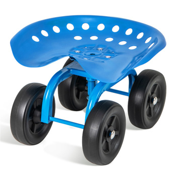 360° Garden Rolling Workseat with Swivel Seat and Adjustable Height-Blue 