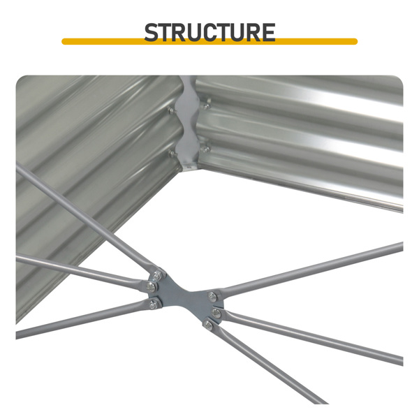 1PC 6*3*2FT 拼接式方形镀锌板 银色 铁种植-6