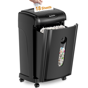 Paper Shredder, 18-Sheet Cross Cut, 8 Gallon Pull Out Bin, P-4 Security Level, Shred Paper and Credit Card and Durable&Fast for Home Office