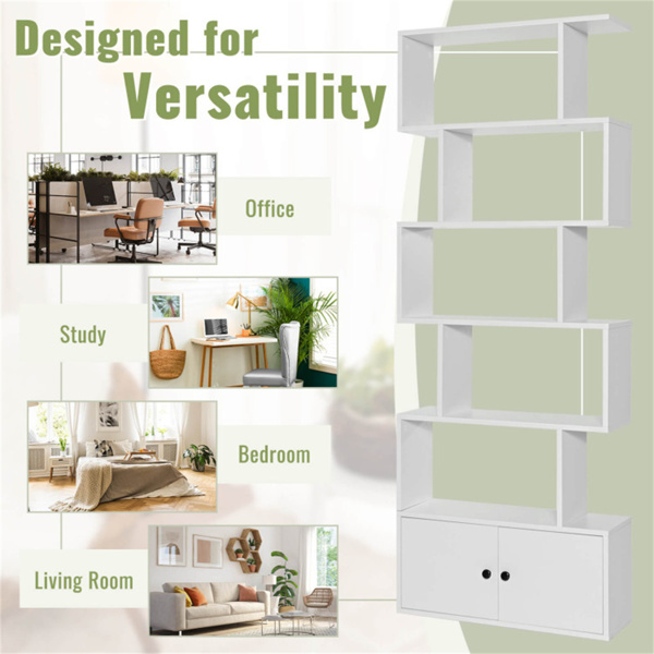 6层几何书架，带白色橱柜和门 （amazon shipping-发货，WALMART禁止销售）周末不发货-6