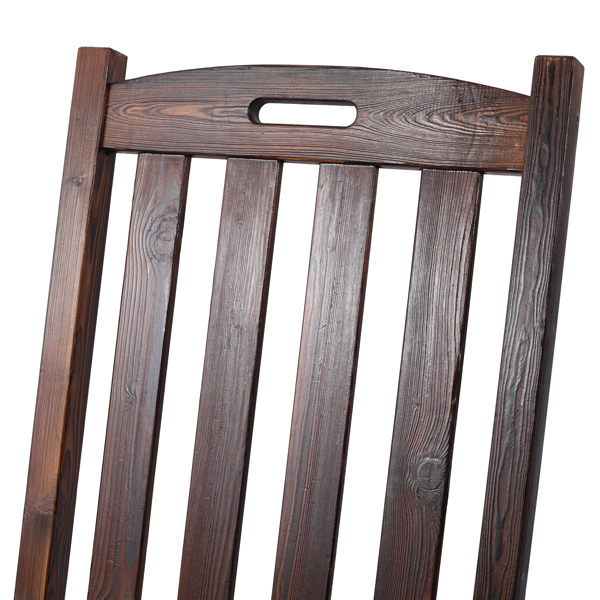 木制超大门廊摇椅，宽座椅，高靠背，高背平滑摇椅，适合室内外使用，棕色-13