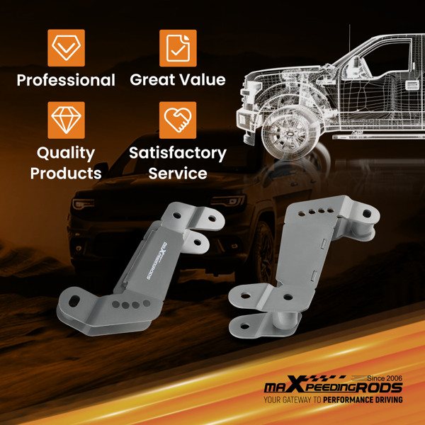 前控制臂支架 2-4 英寸升降校正 适用于 2007-18 年Jeep Wrangler  JK/JKU-3