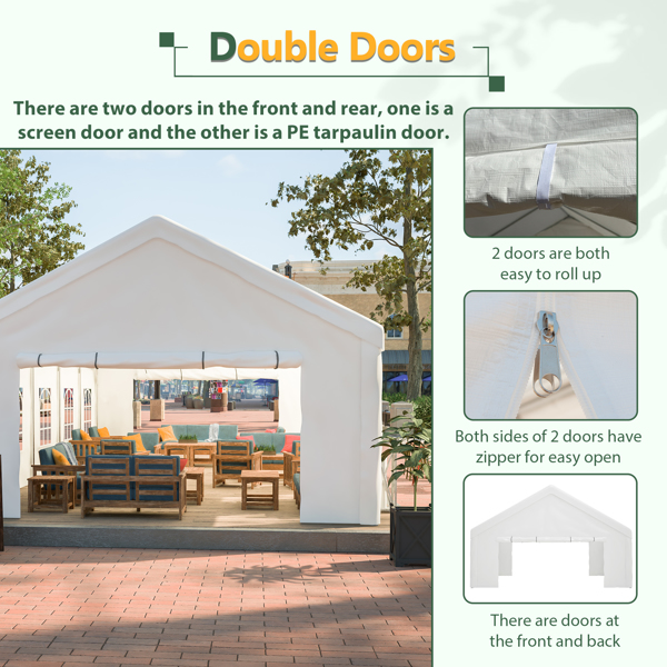 16x32 英尺派对帐篷，带 3 个储物袋和可拆卸侧壁，户外遮阳篷凉亭，适用于车棚露营花园婚礼烧烤商业-11