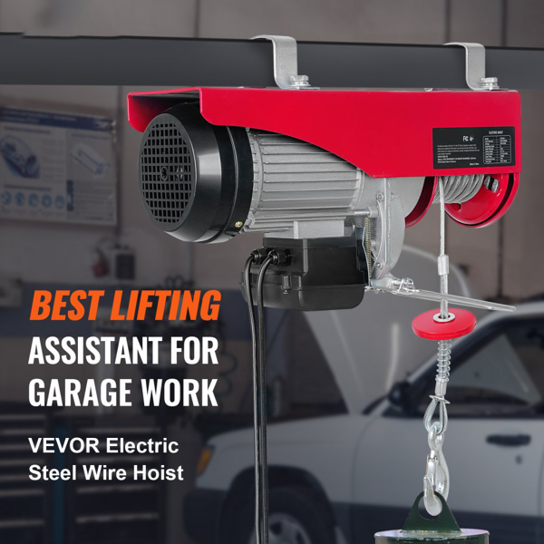 电动葫芦，440磅车库升降机，带14英尺有线控制，110伏电动葫芦绞车，40英尺单电缆提升高度，纯铜电机和紧急停止开关（周末不发货，禁售亚马逊）-2