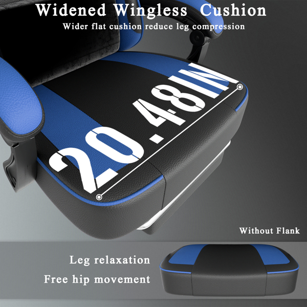 游戏椅，带袋装弹簧坐垫和脚踏，符合人体工学的成人电脑椅，透气 PU 皮革游戏椅，可调节头枕和腰部支撑办公桌椅（TEMU仅限自提）-8