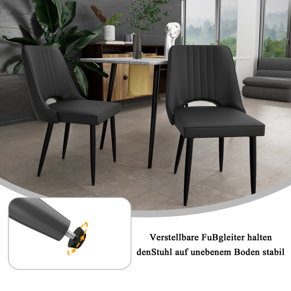 餐椅（一套 4 把），带高靠背的仿皮餐椅，带金属脚的现代厨房椅，适合客厅厨房的软垫餐桌椅-6