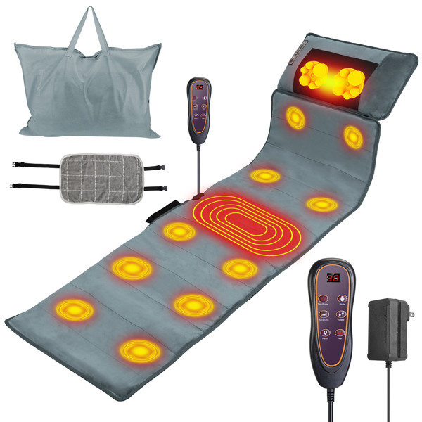 Full Body Massage Mat with Heat 10 Neck Shiatsu Kneading Massage Heads, Multifunctional Electric Heated Massage Chair Back Pad for Back Lumbar Leg Pain Relief（No shipments on weekends）