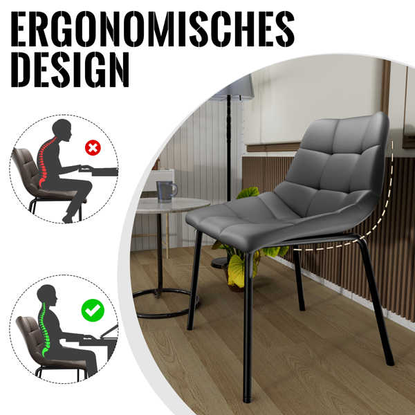 餐椅（一套 2 把），带高靠背的仿皮餐椅，带金属脚的现代厨房椅，适合客厅厨房的软垫餐桌椅-6