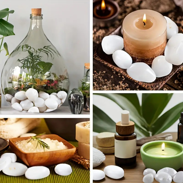 38磅白色河石，2-3英寸抛光鹅卵石-室内/室外使用的装饰性白色石头，非常适合植物、花瓶填充物、水族馆、鱼缸和花园景观（周末不发货，禁售亚马逊）-8