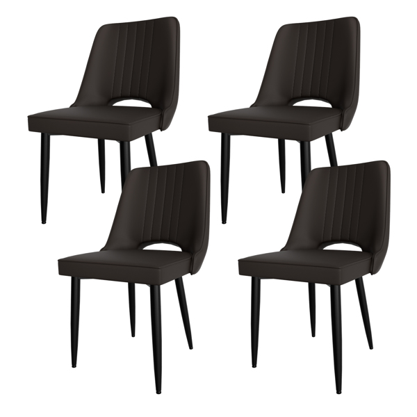 餐椅（一套 4 把），带高靠背的仿皮餐椅，带金属脚的现代厨房椅，适合客厅厨房的软垫餐桌椅-1