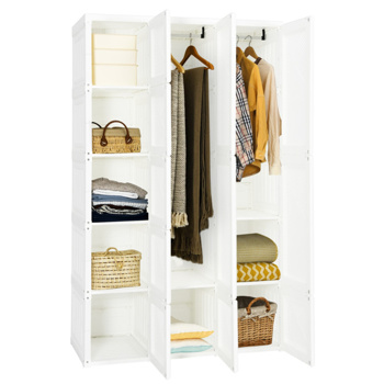 Portable Closet Clothes Modern Foldable Armoire Wardrobe Closet With 10 Cubes 