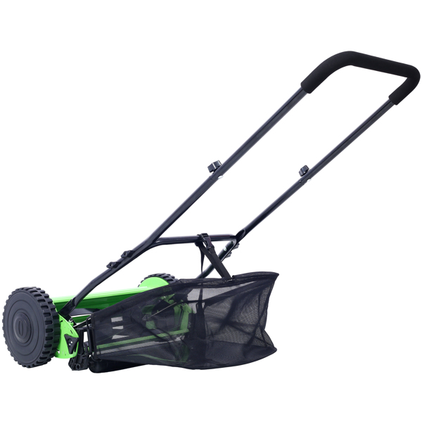 14-Inch 5-Blade Push Reel Lawn Mower with Grass Catcher, GREEN COLOR 