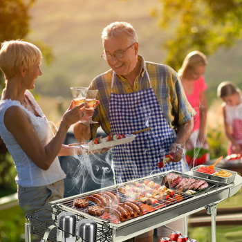 16.7x10x17.7in Portable Charcoal <b style=\\'color:red\\'>Grill</b> Foldable BBQ Suitcase <b style=\\'color:red\\'>Grill</b> Shelf For Outdoor Camping