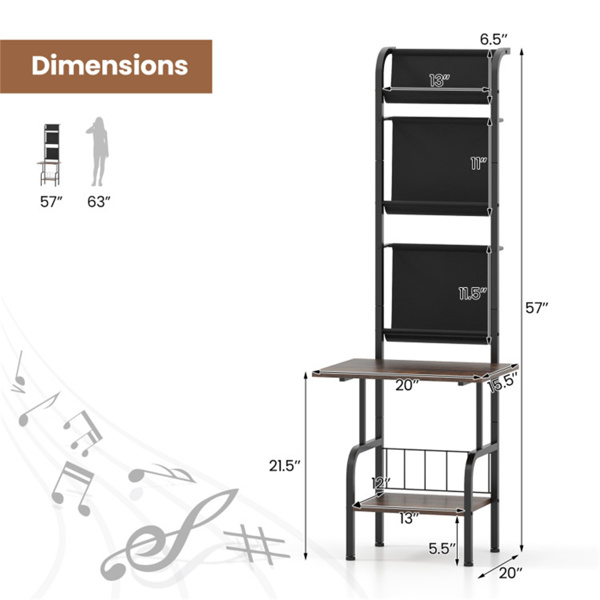 带展示架的5层唱片播放器支架-棕色  （amazon shipping-发货，WALMART禁止销售）-4