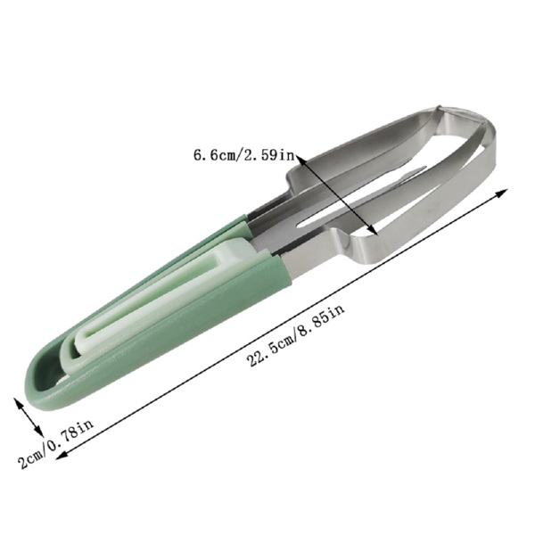 厨房小工具西瓜切不锈钢切瓜神器水果夹挖块多功能家用水果分割器 绿色-5