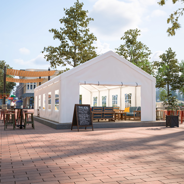 16x32 英尺派对帐篷，带 3 个储物袋和可拆卸侧壁，户外遮阳篷凉亭，适用于车棚露营花园婚礼烧烤商业-12