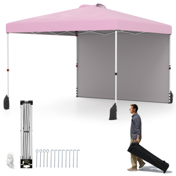 10 X 10 FT Pink Pop up Tent with Wheeled <b style=\\'color:red\\'>Bag</b> and  1 Sidewall 