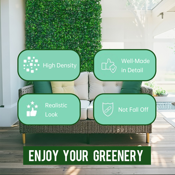 12 块 24 英寸 x 16 英寸人造黄杨木板、草墙板、黄杨木栅栏板、防紫外线适用于人造绿墙装饰、栅栏花园婚礼后院装饰-2