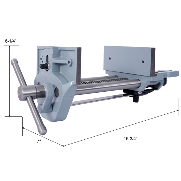 60in Workbench with 4 Drawers Wooden Workbench for Garage Workshop and Home, with Rapid Action Woodworking Vise 7 Inch Jaw Width Made with Heavy-Duty Cast Iron ,GRAY 