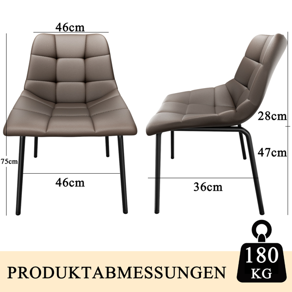 餐椅（一套 8 把），带高靠背的仿皮餐椅，带金属脚的现代厨房椅，适合客厅厨房的软垫餐桌椅-2