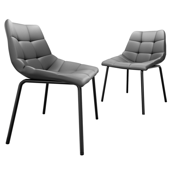 餐椅（一套 2 把），带高靠背的仿皮餐椅，带金属脚的现代厨房椅，适合客厅厨房的软垫餐桌椅-1