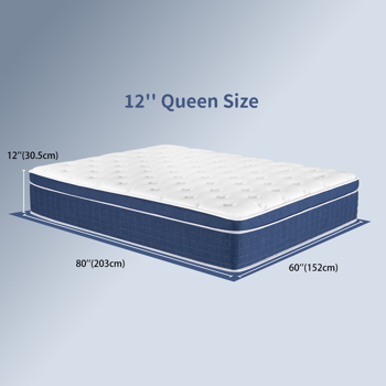 Queen Size Mattress in a <b style=\\'color:red\\'>Box</b> 12 Inch Memory Foam Hybrid Mattress with Pocketed Springs Medium Firm