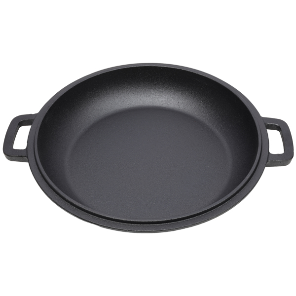 2 in 1 Pre-Seasoned Cast Iron Dutch Oven With Dual Handles, Outdoor Camping Deep Pot for Camping Fireplace Cooking BBQ Baking Campfire, 5 Quart.With 2pcs Silicone Handel Covers.