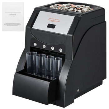 Automatic Coin Sorter Machine for US Coins - Counts & Sorts 230 Pennies/Nickels/Dimes/Quarters per Minute, 200-Coin Capacity, Ideal for Banks/Retail/Home Use