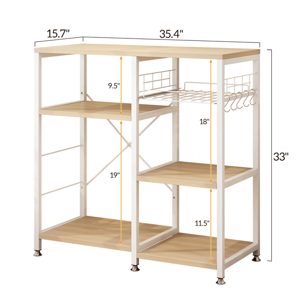 3-Tier Kitchen Baker's Rack Utility Microwave Oven Stand Storage Cart Workstation Shelf White Oak