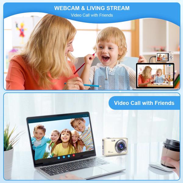 Digital Point and Shoot Camera, Compact Digital Camera with 2.88' IPS Screen 48MP 4K for Photo and Video, Small Digital Camera Support 16X Zoom Macro Mode and Flash, Beginner Camera for Teens