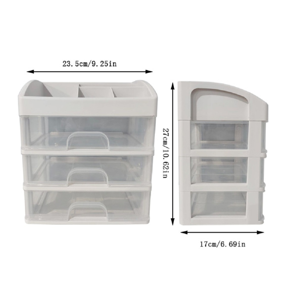Makeup Organizer with 3 Drawers, Cosmetic Display Cases, Makeup Storage Box (3 Drawers) (white)