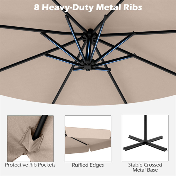 10英尺露台悬臂伞-米色（amazon shipping-发货，WALMART禁止销售）周末不发货-5