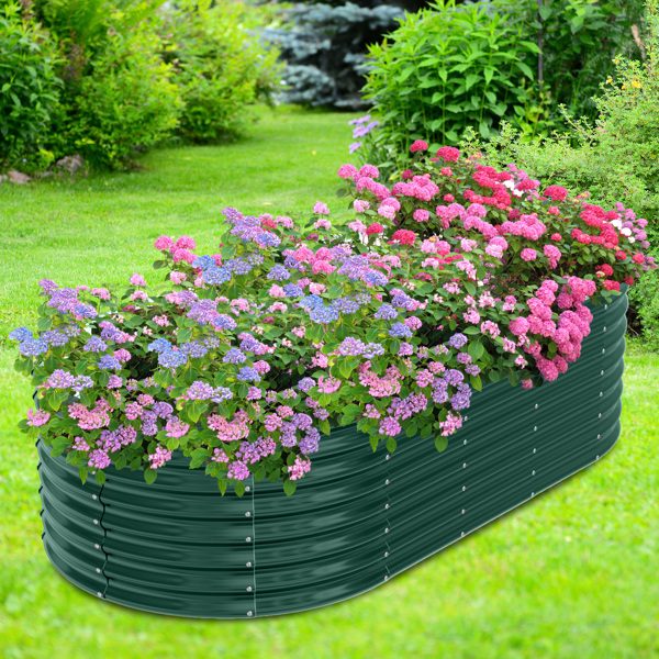1PC 8*4*2FT 拼接式椭圆形镀锌板 深绿色 铁种植-6