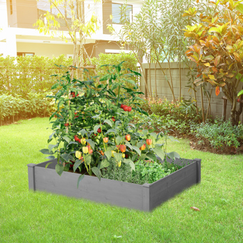 Raised Garden Bed 48x48x10\\'\\', Outdoor Wood Planter Box Over Floor, Tool-Free Assembly 