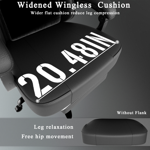 游戏椅，带袋装弹簧坐垫和脚踏，符合人体工学的成人电脑椅，透气 PU 皮革游戏椅，可调节头枕和腰部支撑办公桌椅（TEMU仅限自提）-7