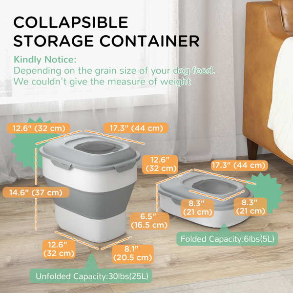 Dog Food Storage Container Collapsible Design