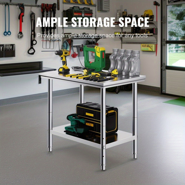 35×24×31英寸不锈钢商用工作台，700磅超负荷能力+3速高度调节，厨房/餐厅/车库/后院专业级备餐工作站（周末不发货，禁售亚马逊）-4