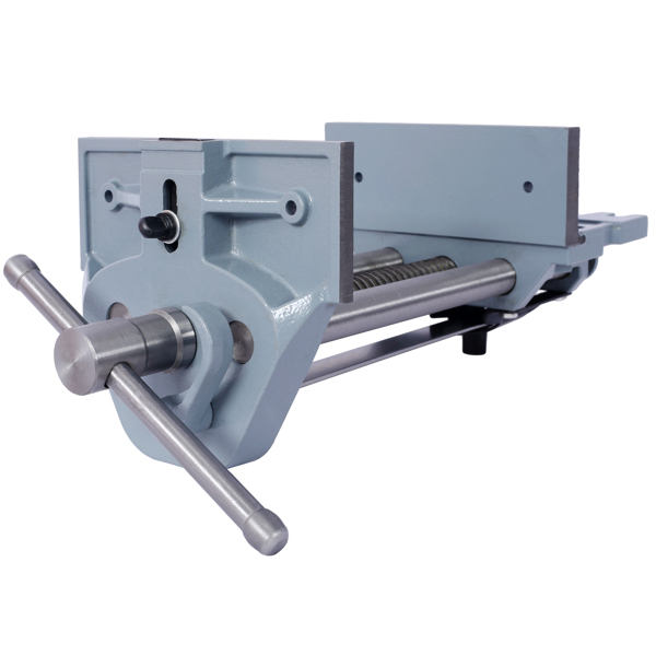 60in Workbench with 4 Drawers Wooden Workbench for Garage Workshop and Home, with Rapid Action Woodworking Vise 7 Inch Jaw Width Made with Heavy-Duty Cast Iron ,GRAY 
