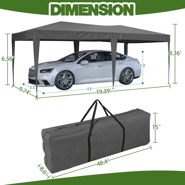 10 x 20 ft Heavy Duty Awning Canopy Pop Up Gazebo Marquee Party Wedding Event Tent with 6 Removable Sidewalls & Carry Bag, Gray