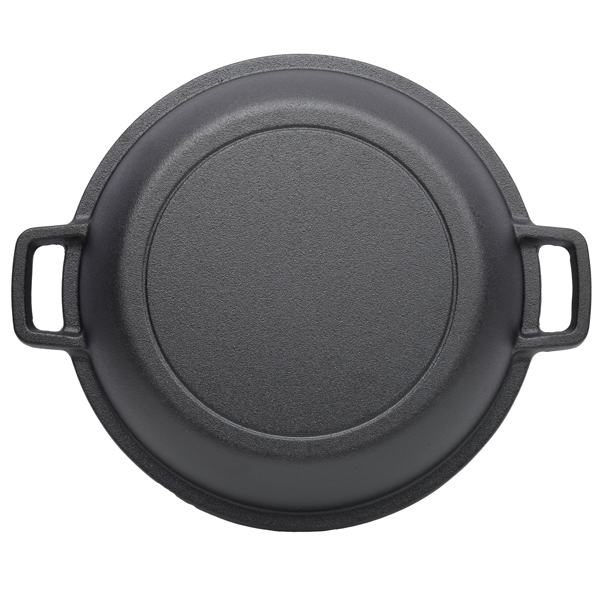 2 in 1 Pre-Seasoned Cast Iron Dutch Oven With Dual Handles, Outdoor Camping Deep Pot for Camping Fireplace Cooking BBQ Baking Campfire, 5 Quart.With 2pcs Silicone Handel Covers.