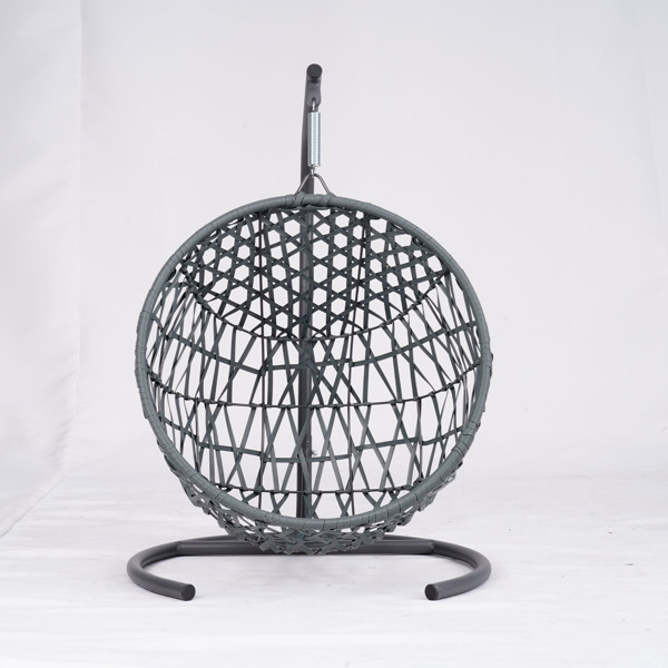 Cat Swing Bed with Stand & Cushion, Cat Egg Chair with Rattan Wicker Appearance, Indoor Hanging Swinging Cat Bed for Cats, Small Dogs, and Small Animals, Gray
