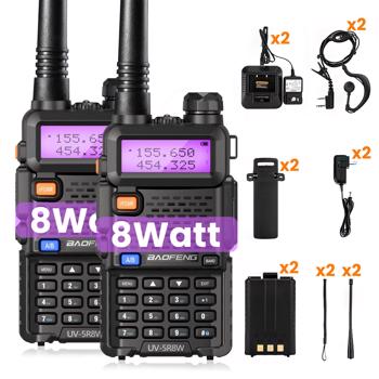 BAOFENG UV-5R Radio Portable Walkie Talkie , Handheld Ham Radio Long Range 8W High Power, Rechargeable Two-Way Radio for Hiking Hunting Camping Road Trip Survival Outdoor Ad