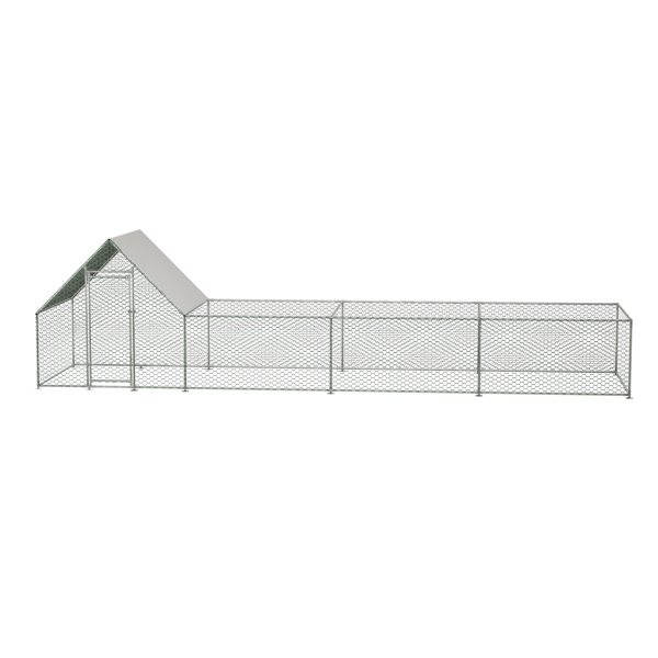 26'Lx6.7'Wx6.6' ft Large Metal Chicken Coop, Walk-in Chicken Run, Galvanized Wire Poultry Chicken Hen Pen Cage, Rabbits Duck Cages with Waterproof and Anti-Ultraviolet Cover for Outside 