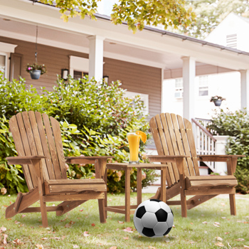 Wood Lounge Patio Chair for Garden Outdoor Wooden Folding Adirondack Chair Set of 2 Solid Cedar Wood Lounge Patio Chair for Garden, Lawn, Backyard（Light Brown）