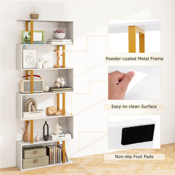 6层S形书架/几何书架-白色 （amazon shipping-发货，WALMART禁止销售）周末不发货-4