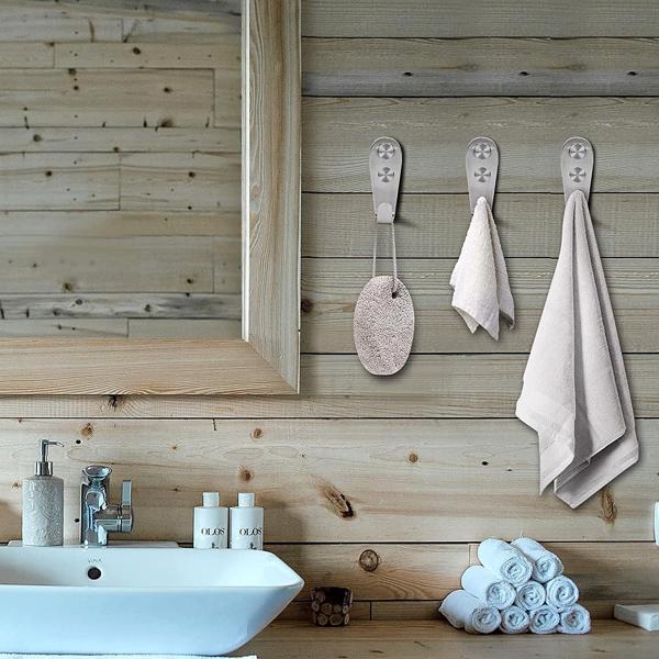 5件套大号L型不锈钢挂钩玄关门板衣橱书包（本色）-5