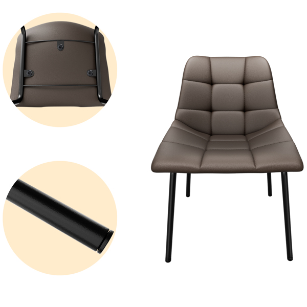 餐椅（一套 2 把），带高靠背的仿皮餐椅，带金属脚的现代厨房椅，适合客厅厨房的软垫餐桌椅-5