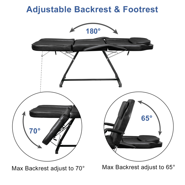 015A Beauty Salon Bed with Stool Black【Same code 10456084】