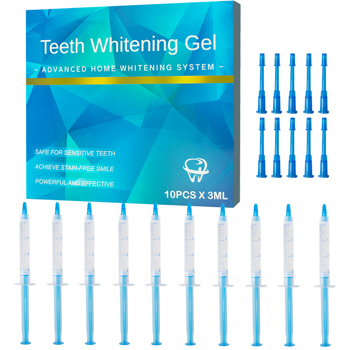 10 PCS 3ML Teeth Whitening Gel Refills Bleaching Gel, Tooth Whitener gel Kit, Works with Teeth Whitening LED Light and Tray