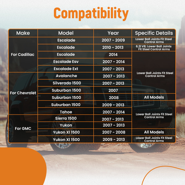 悬架前上控制臂 Chevy Silverado Sierra 1500 Tahoe Yukon -3